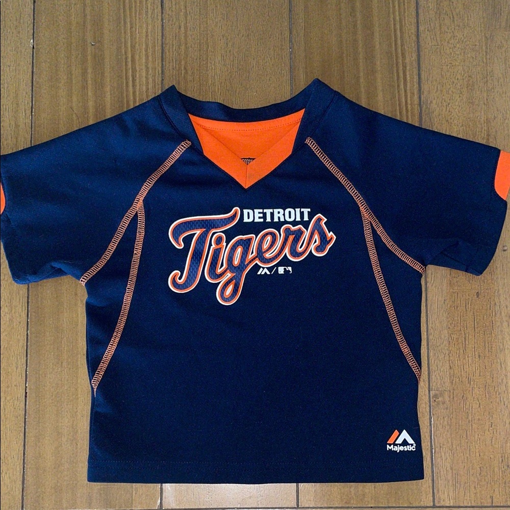 Kids Detroit Tigers Navy and Orange Jersey